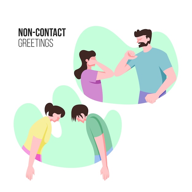 Vector gratuito ilustración de saludos sin contacto