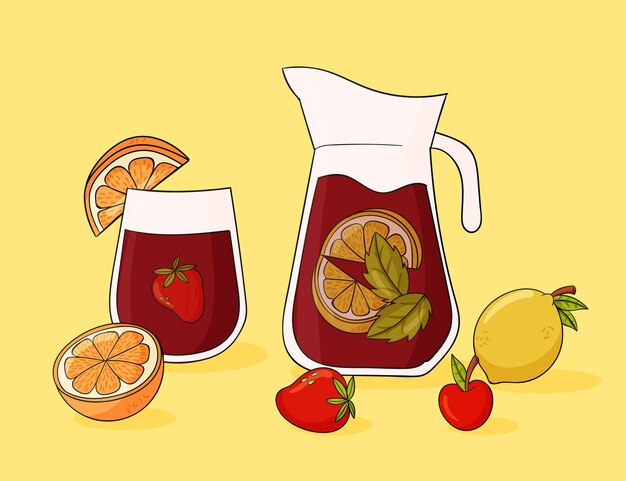 Ilustración de sangría en estilo dibujado a mano
