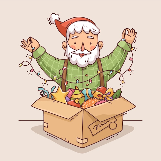 Ilustración de santa claus dibujada a mano