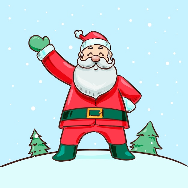 Ilustración de Santa Claus dibujada a mano