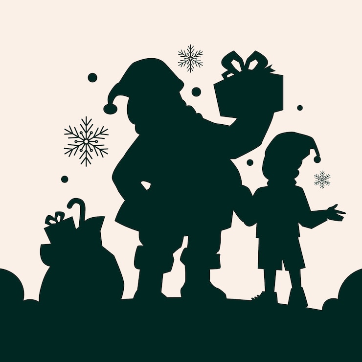 Vector gratuito ilustración de santa silueta plana para la temporada navideña