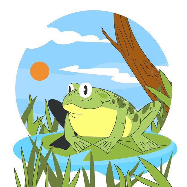 Ilustración de sapo de dibujos animados dibujados a mano