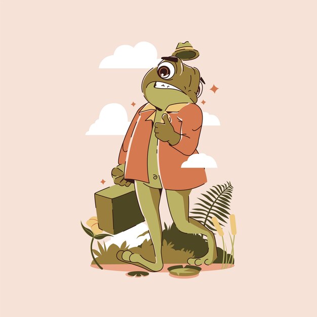 Ilustración de sapo de dibujos animados dibujados a mano