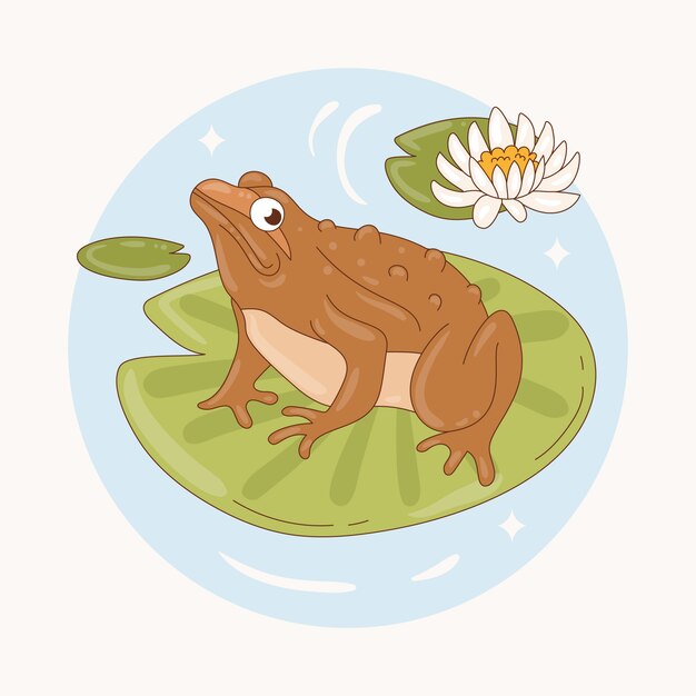 Ilustración de sapo de dibujos animados dibujados a mano