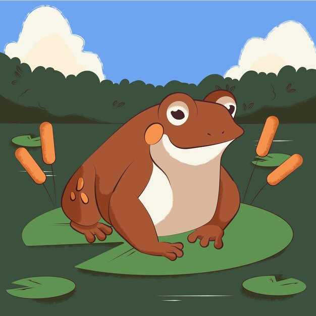 Ilustración de sapo de dibujos animados dibujados a mano