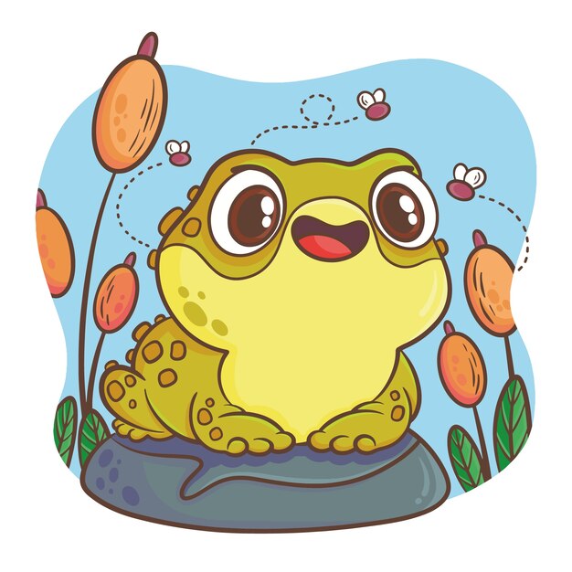 Ilustración de sapo de dibujos animados dibujados a mano