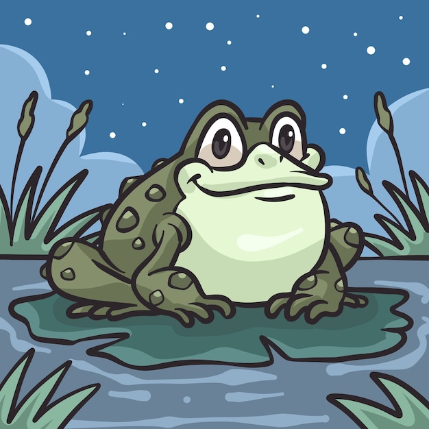 Ilustración de sapo de dibujos animados dibujados a mano
