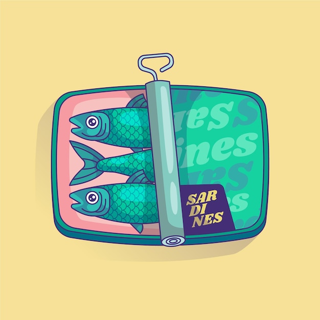 Ilustración de sardina de diseño plano