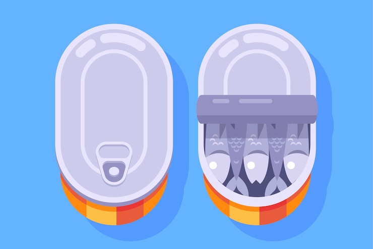 Vector gratuito ilustración de sardinas enlatadas deliciosas de diseño plano