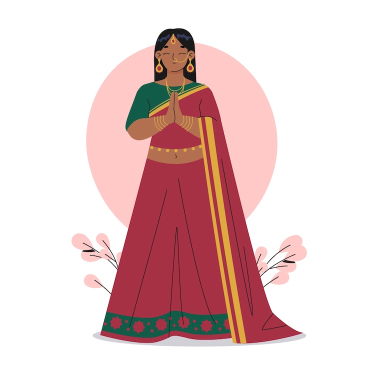 Vector gratuito ilustración del sari dibujada a mano