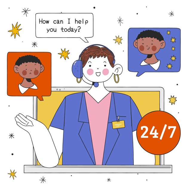 Ilustración de semana de servicio al cliente dibujada a mano