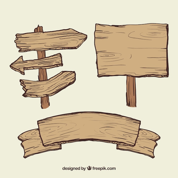 Ilustración de señales de madera
