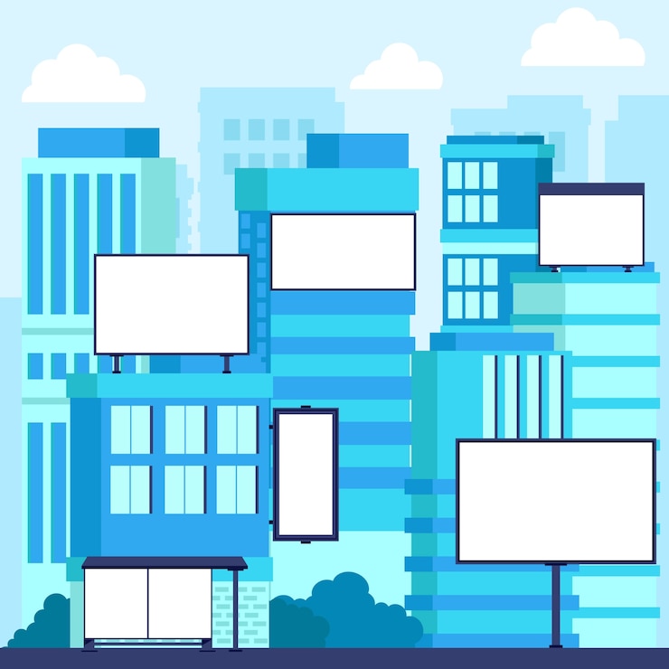 Vector gratuito ilustración de señalización digital de diseño plano
