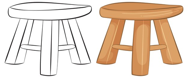 Ilustración sencilla de un taburete de madera