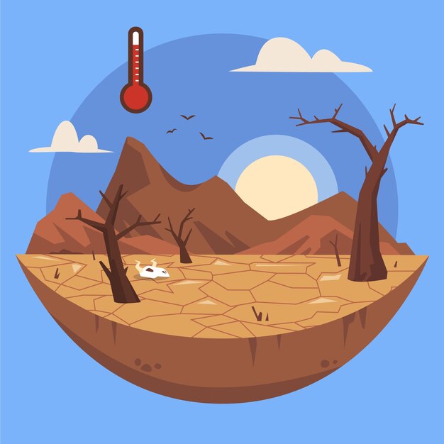 Ilustración de la sequía dibujada a mano