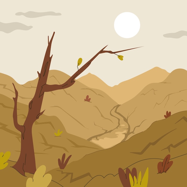 Ilustración de la sequía del diseño plano