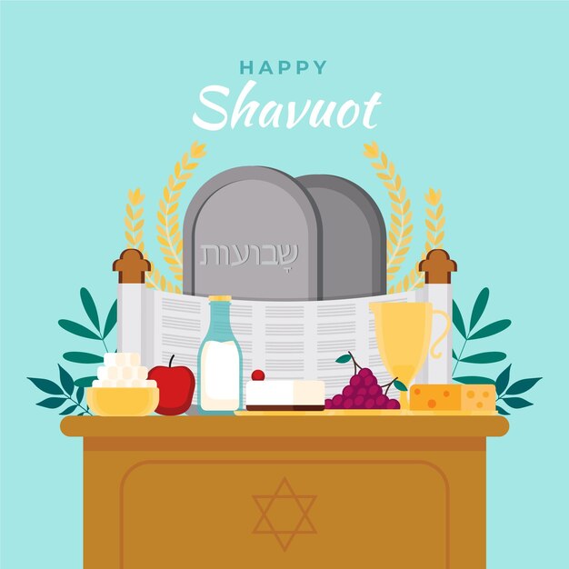 Ilustración de shavuot plana