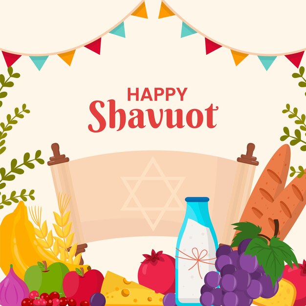 Ilustración de shavuot plana