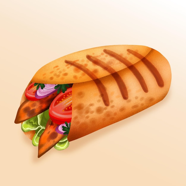 Vector gratuito ilustración de shawarma de acuarela pintada a mano