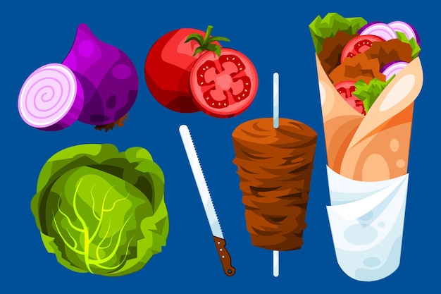 Vector gratuito ilustración de shawarma de diseño plano