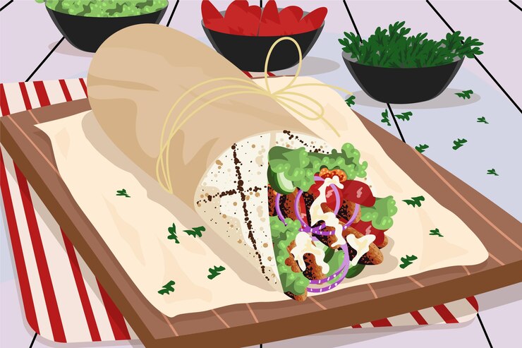 Vector gratuito ilustración de shawarma nutritivo de diseño plano