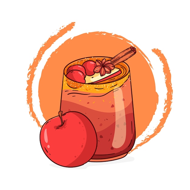 Ilustración de sidra deliciosa dibujada a mano