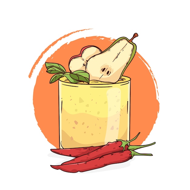 Ilustración de sidra deliciosa dibujada a mano