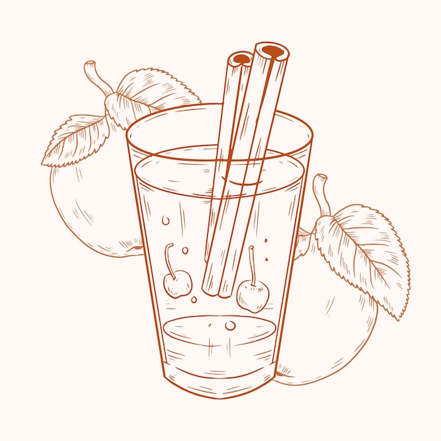 Ilustración de sidra dibujada a mano