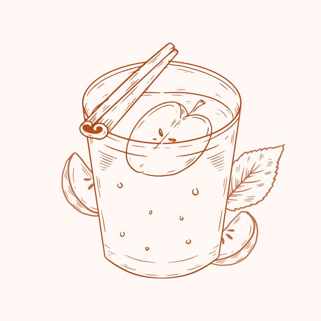 Ilustración de sidra dibujada a mano