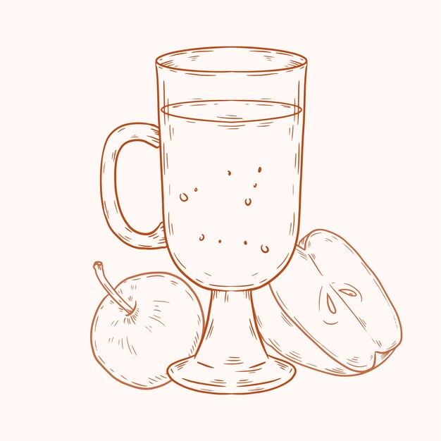 Ilustración de sidra dibujada a mano