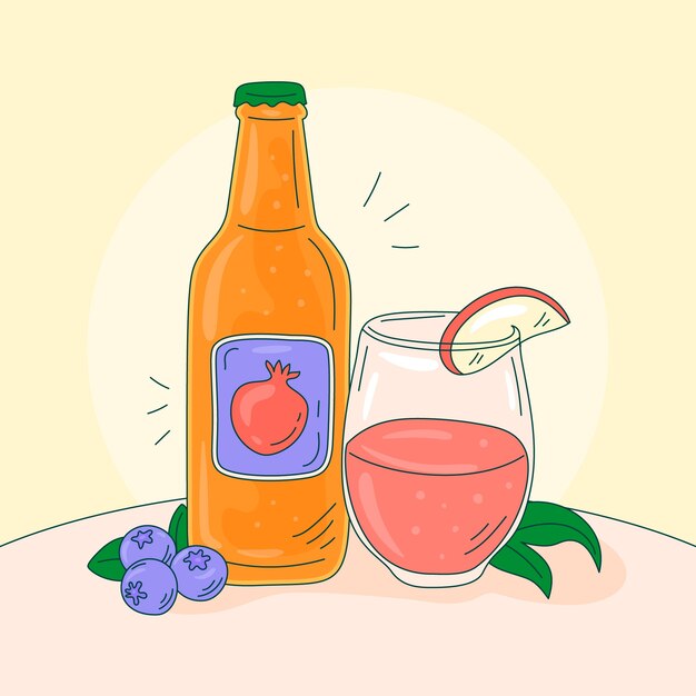 Ilustración de sidra dibujada a mano