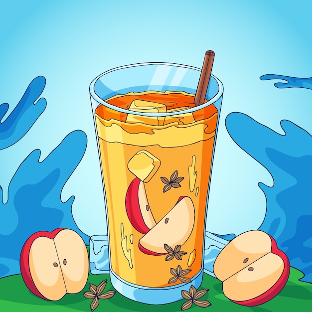 Ilustración de sidra dibujada a mano