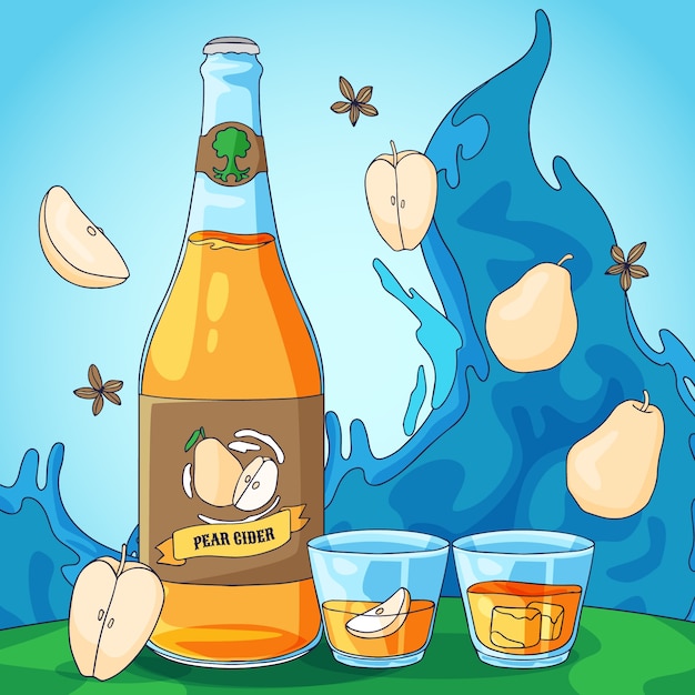 Ilustración de sidra dibujada a mano