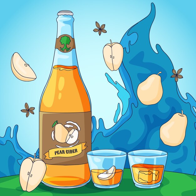 Ilustración de sidra dibujada a mano