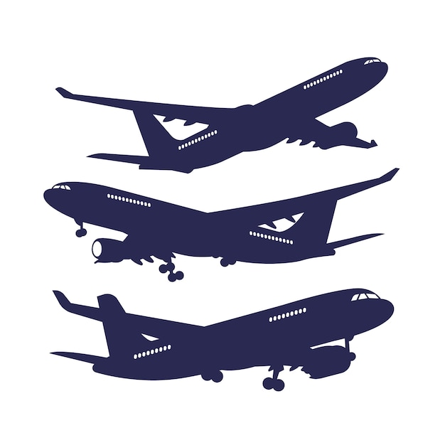 Ilustración de silueta de avión de diseño plano