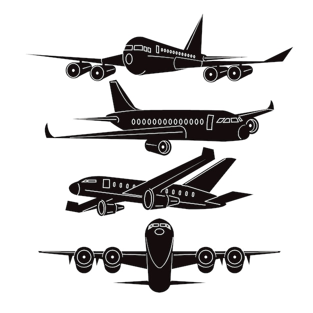 Vector gratuito ilustración de silueta de avión de diseño plano