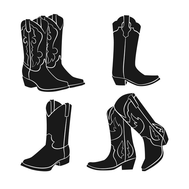 Ilustración de la silueta de las botas de vaquero dibujadas a mano