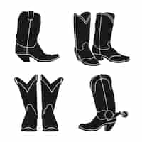 Vector gratuito ilustración de la silueta de las botas de vaquero dibujadas a mano