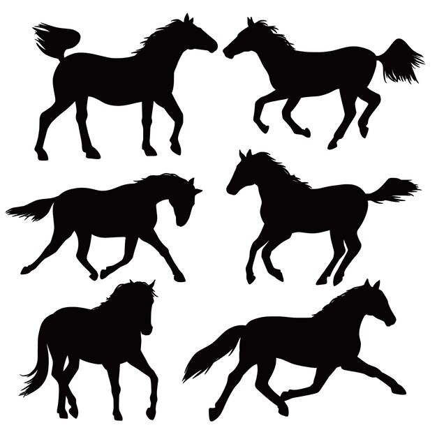 Ilustración de la silueta de un caballo corriendo dibujada a mano