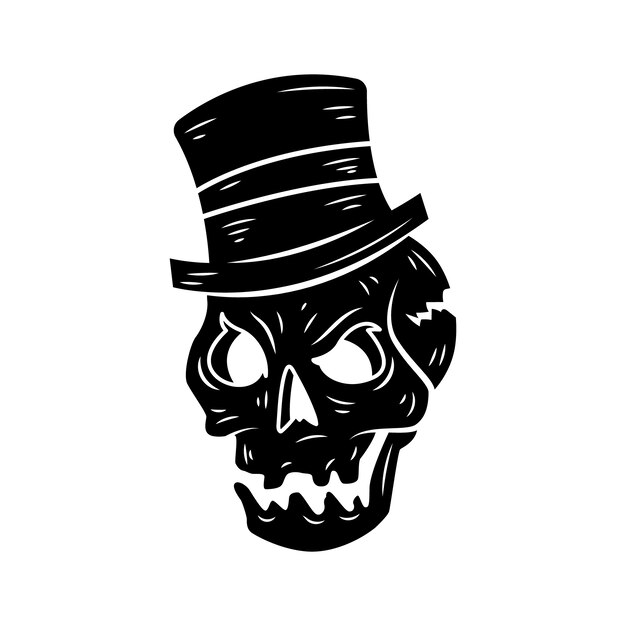 Ilustración de silueta de calavera dibujada a mano