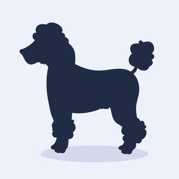 Ilustración de silueta de caniche de diseño plano