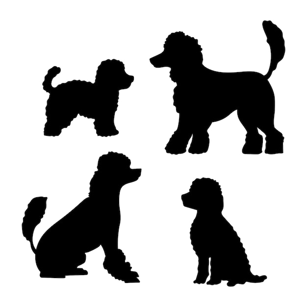 Ilustración de silueta de caniche de diseño plano