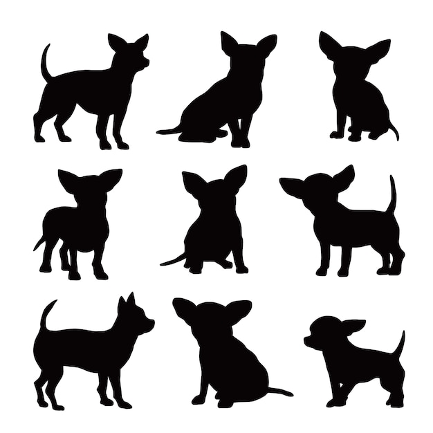 Ilustración de silueta de chihuahua de diseño plano