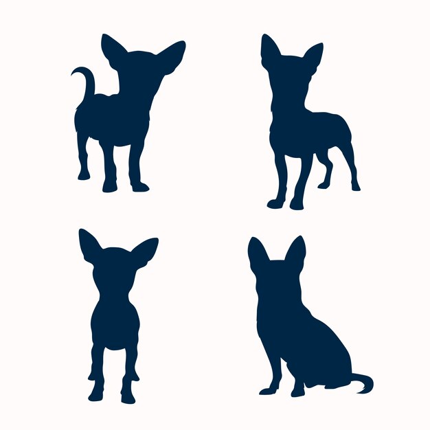 Ilustración de silueta de chihuahua de diseño plano