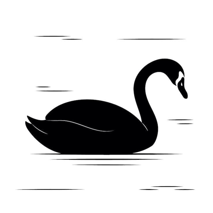 Vector gratuito ilustración de la silueta del cisne en el lago