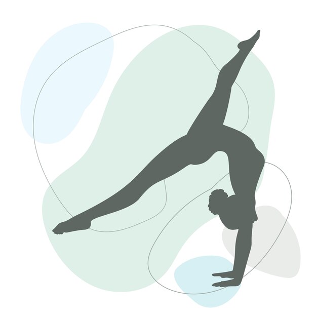 Ilustración de silueta de gimnasta de diseño plano