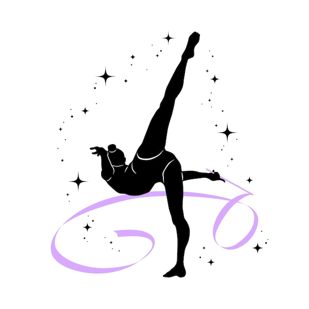 Vector gratuito ilustración de silueta de gimnasta de diseño plano