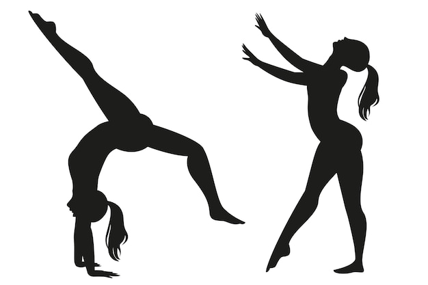 Vector gratuito ilustración de silueta de gimnasta de diseño plano