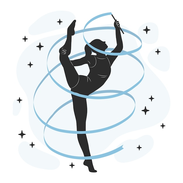 Vector gratuito ilustración de silueta de gimnasta de diseño plano