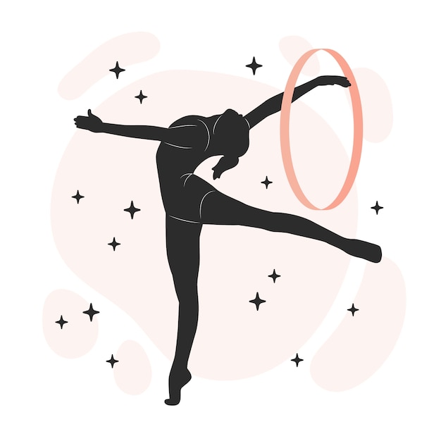 Vector gratuito ilustración de silueta de gimnasta de diseño plano